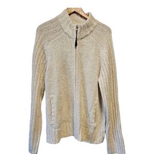 Lanesboro Cable‎ Knit Sweater Full Zip Large Wool Blend